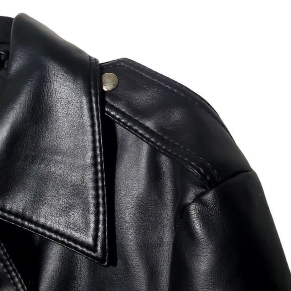 Vintage Womens Faux Leather Motorcycle Jacket Size Large Moto Zip Biker Grunge - Picture 4 of 9